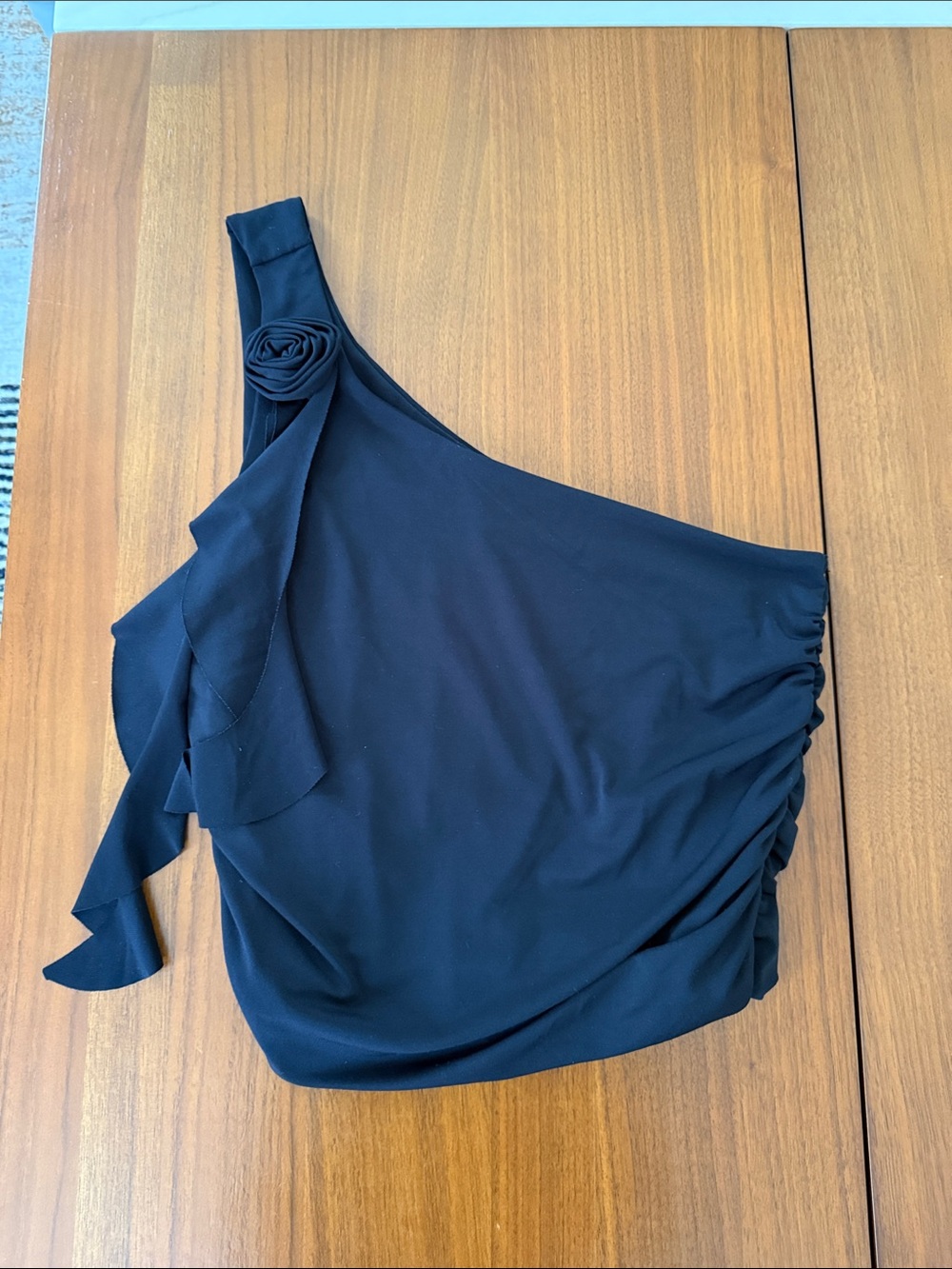 wild fable One-Shoulder Black Rosette Dress